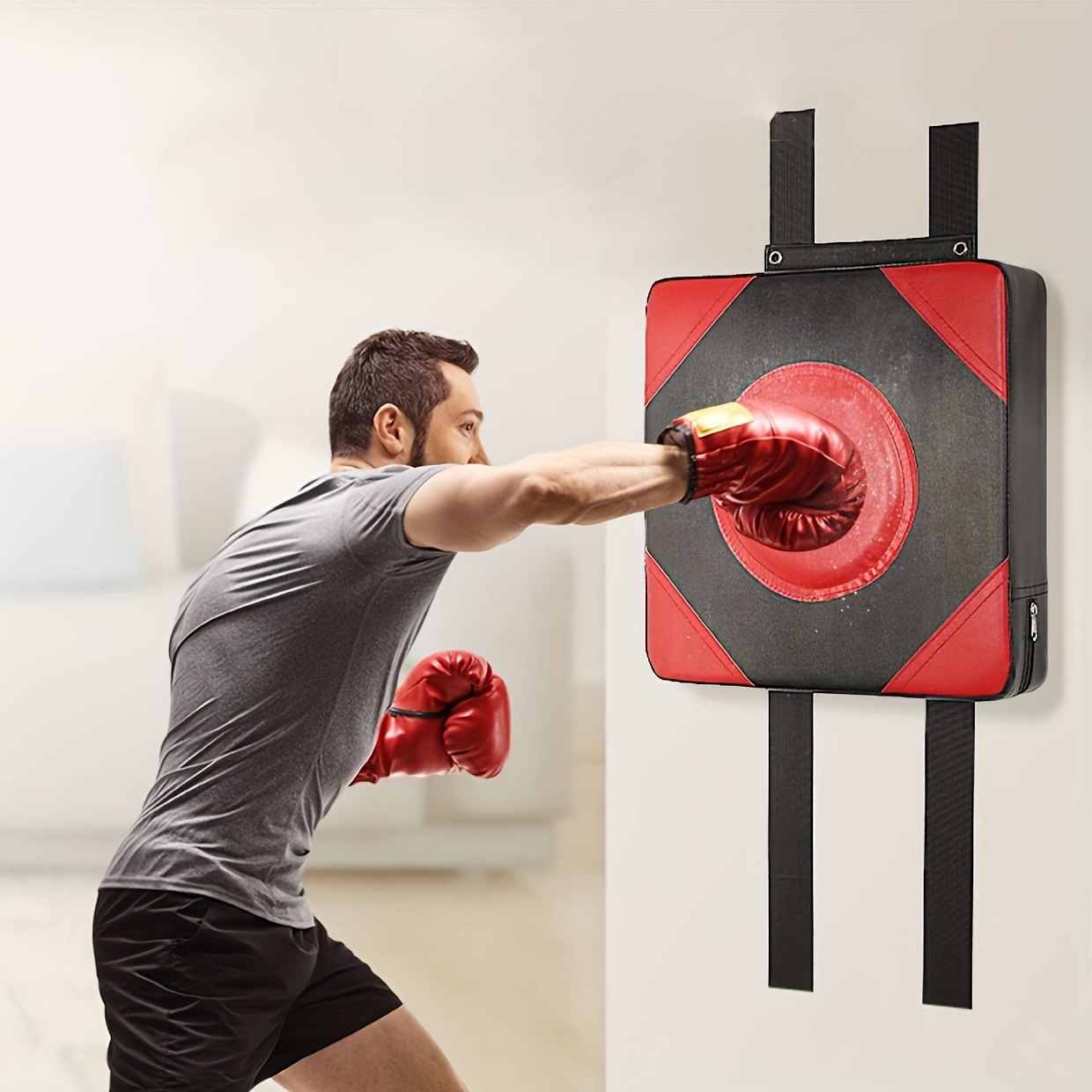 Boxing Training Kickboxing Workout At Home With Bag Wall Mounted