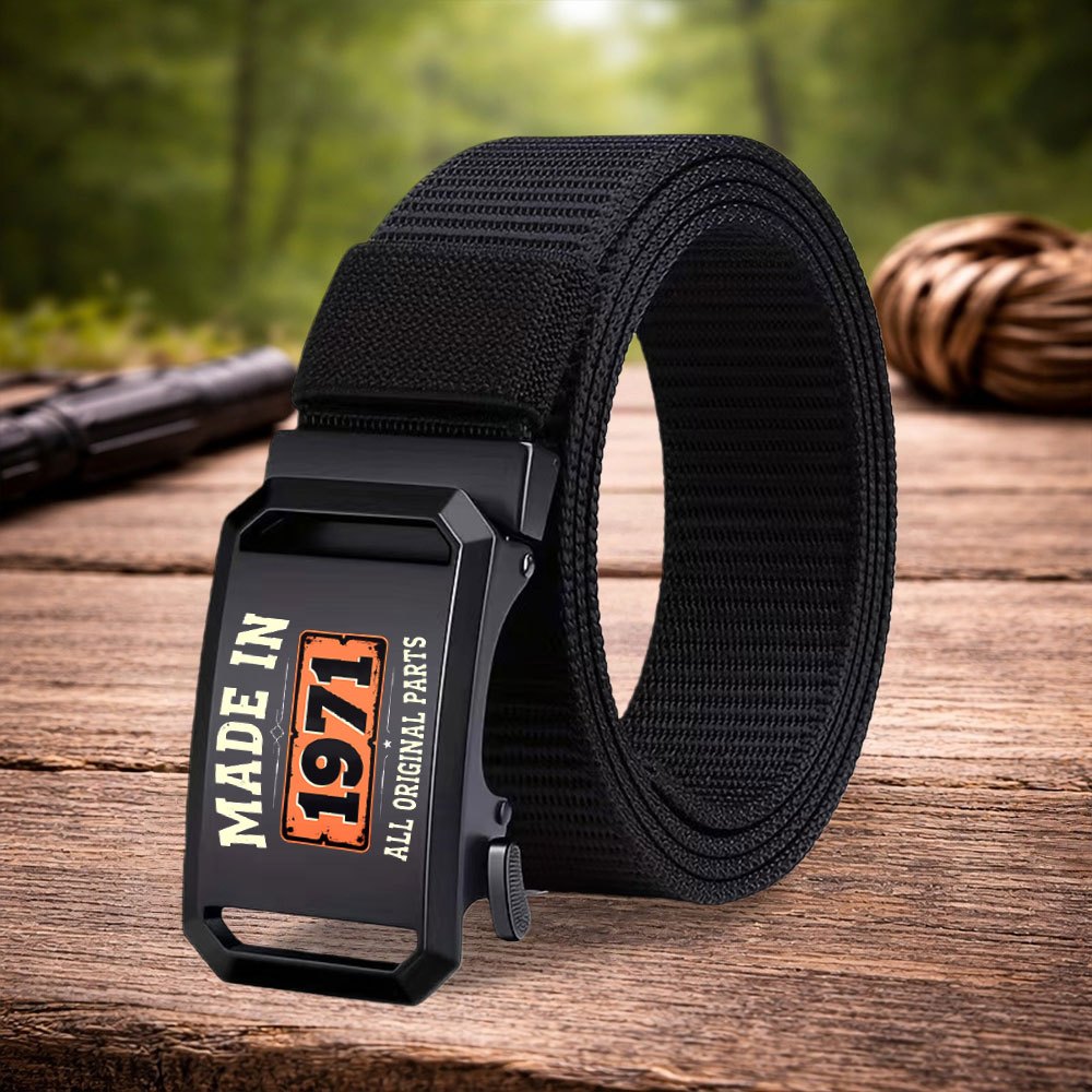 TEMU 1pc Fashionable 1971 Vintage Print Men's Belt Men's Waist Belt - Design - Suitable For Casual And Business Occasions - Daily Wear High-end Light