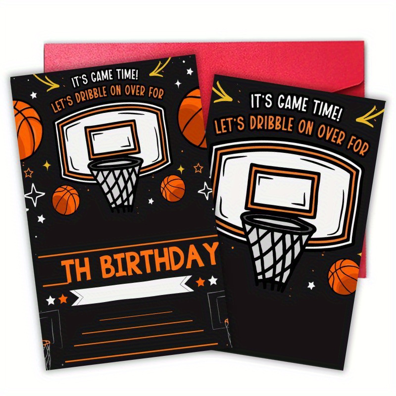 Basketball-Einladungskarten Mit Umschlägen – 20 Stück, 10x15 Cm, Für Geburtstage & Team-Events