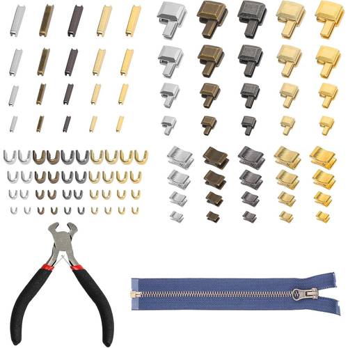 101pcs zipper repair kit with metal replacement pulls installation pliers for clothing and luggage