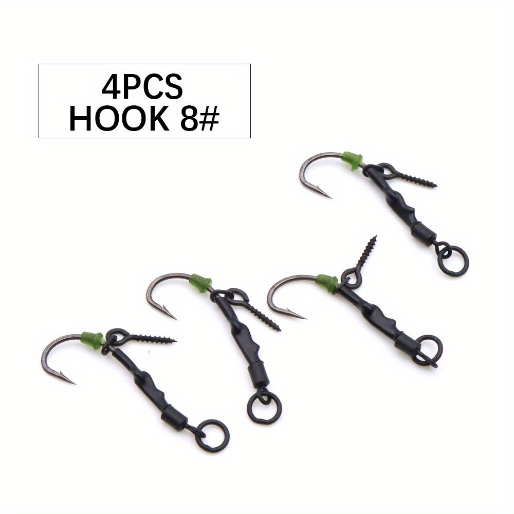 TEMU TUODSPLU 4pcs Ronnie pour la pêche à la , hameçon barbelé, hameçon pour , perle souple fixe, arrêt de pêche, boilies avec vis, émerillon