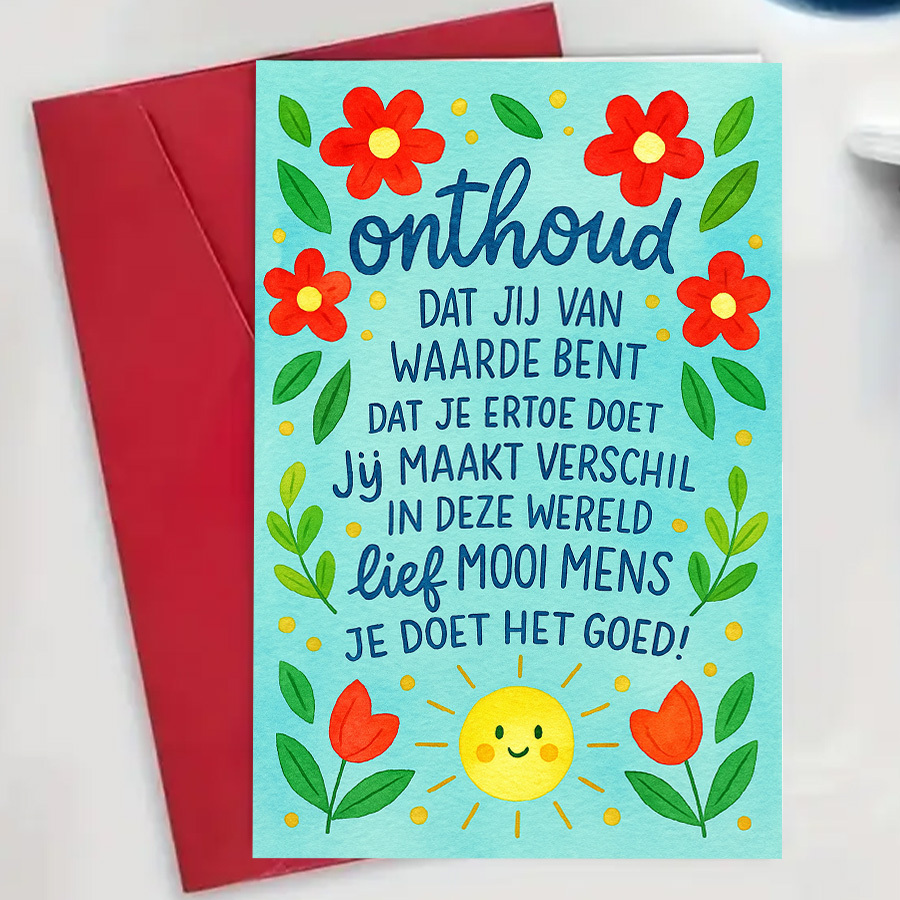 TEMU 1 stuk Aanmoedigingskaart met Vrolijke Bloemen en Zon voor Vrienden, Familie of Collega's - Perfect Inspirerend Cadeau om Waardering te Tonen en