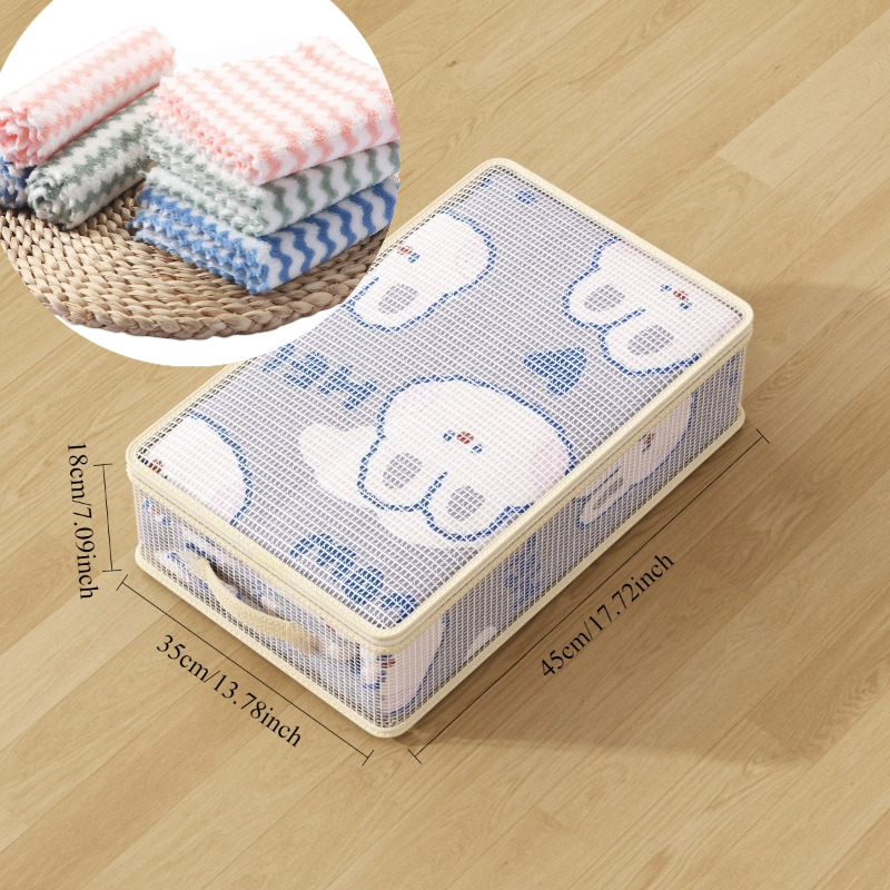 TEMU Sac de rangement pour ensemble de literie, | Comprend 1 sac de rangement et 3 chiffons de nettoyage à aléatoires | Grand organisateur de