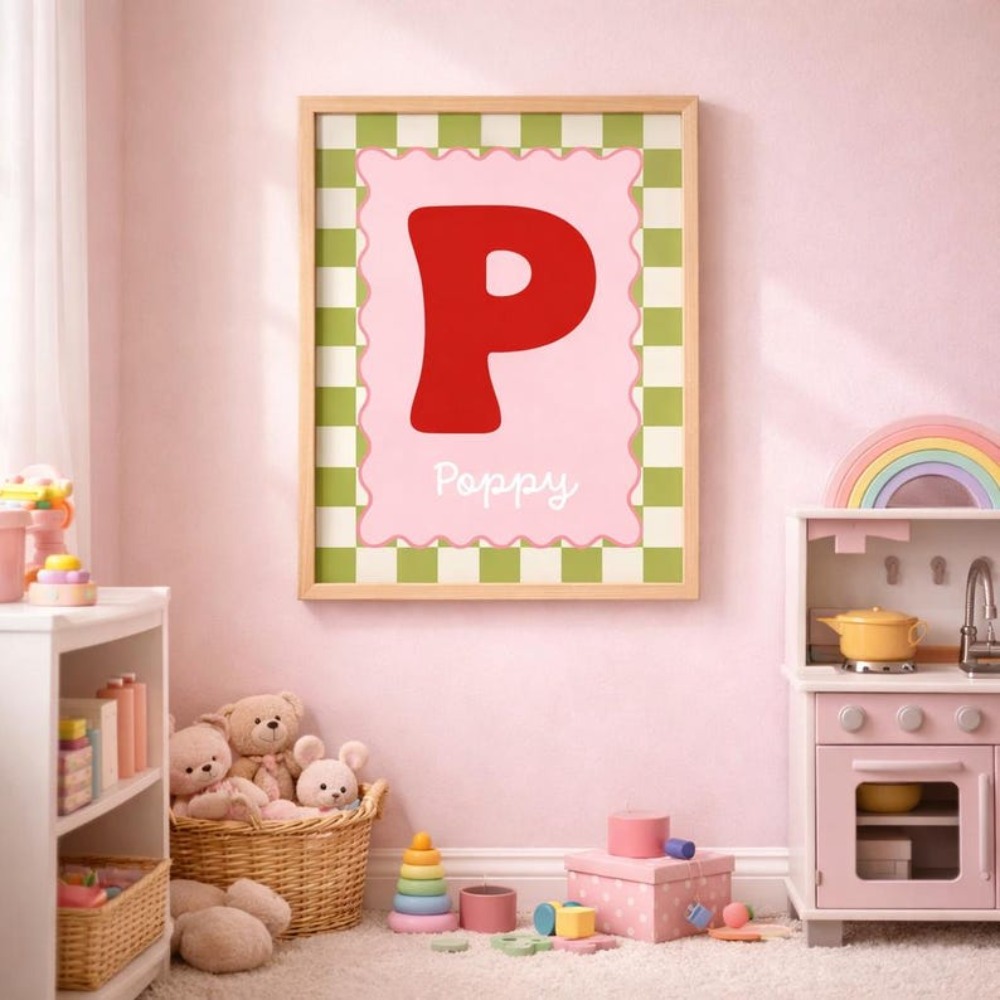 TEMU 2d Flat, Personalized Custom Name Poster - Modern Victorian Suitable For Nursery & Playroom Wall Art, Custom Initials & Name Print Canvas, Girls