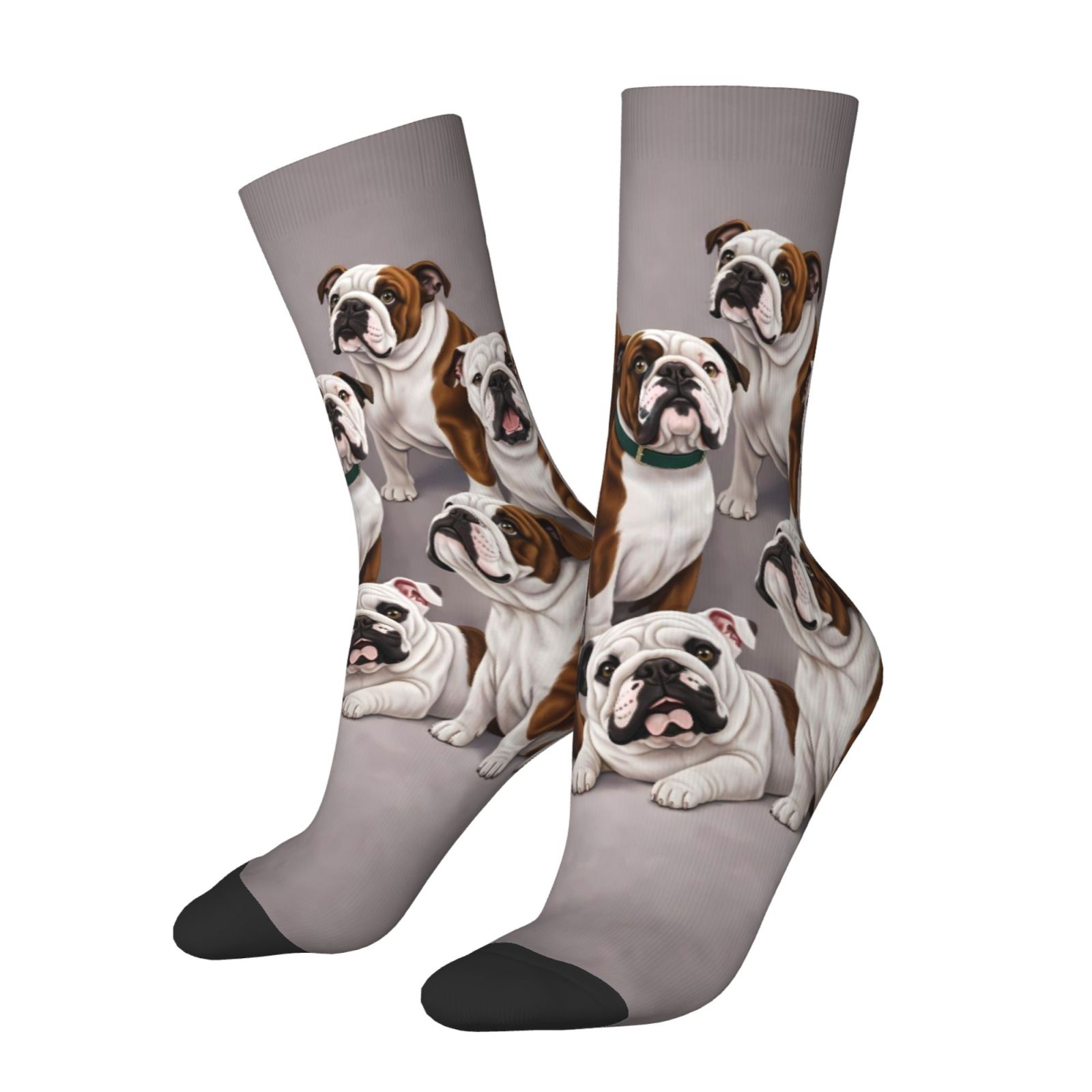 TEMU A Pair Of Unisex Outdoor Socks With Bulldog Print, Mid-calf Length, Machine Washable, Suitable For Outdoor Sports Enthusiasts, Comfortable And