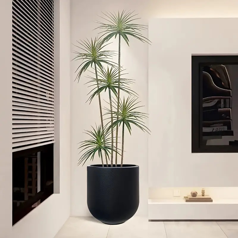 1 Nordic Modern Thickened Resin Large Flower Pot with Straight Round Design, All-Weather Lightweight and Durable Wine Glass Style, Smooth Surface with Drainage Hole, Suitable for Indoor/Outdoor Artificial Plants and Greenery | Perfect for Living Room