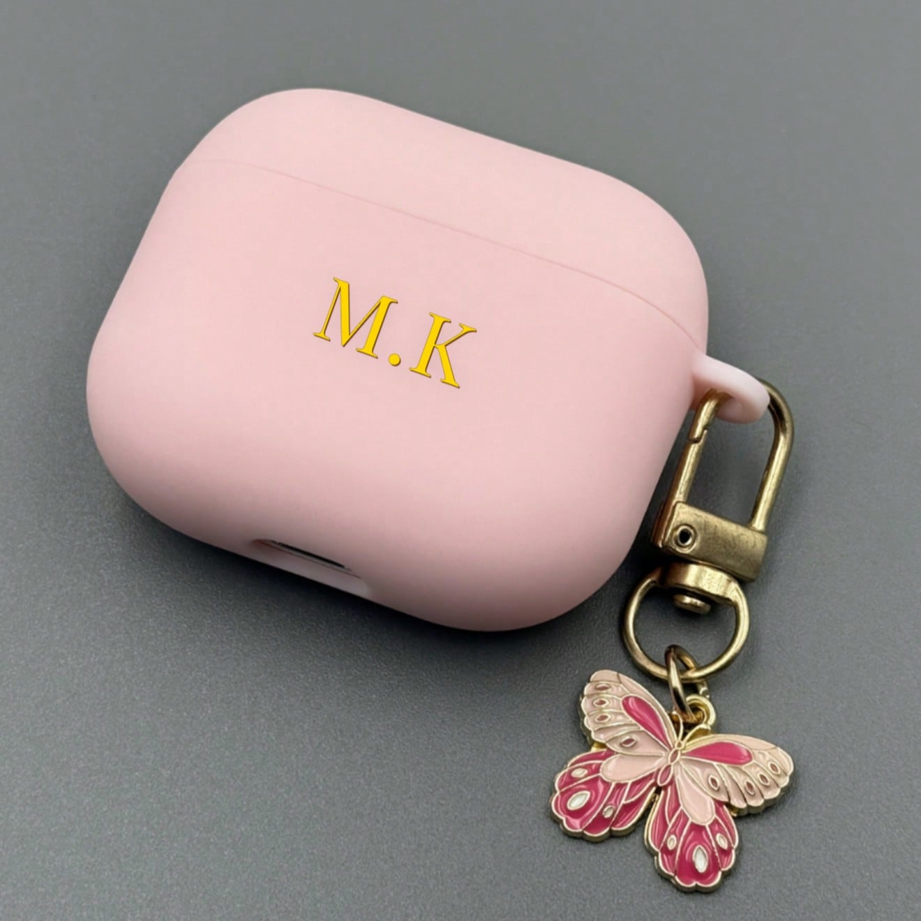 TEMU Personalized Customization (2pcs Set, Including Metal Pendant Chain) Easy Matte Korean Style Earphone Case, Compatible With Air Case Pods1/2 And