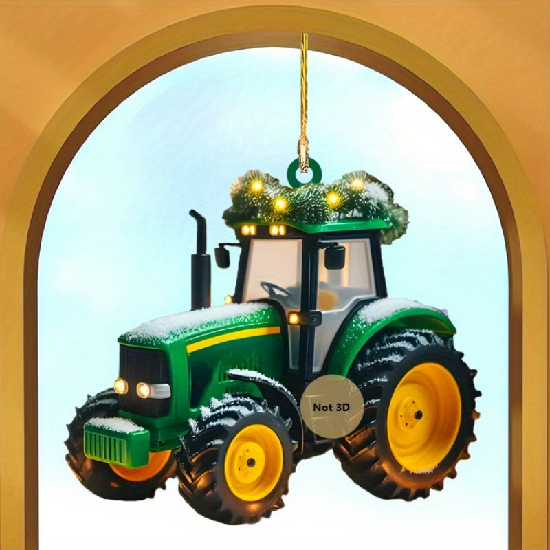 

1pc Acrylic Farm Tractor Christmas Ornament, 2d Holiday Decor, Keychain Pendant, No Electricity Needed, Ideal For Home Decoration, Christmas, Thanksgiving, New Year's Gift For Tractor Enthusiasts