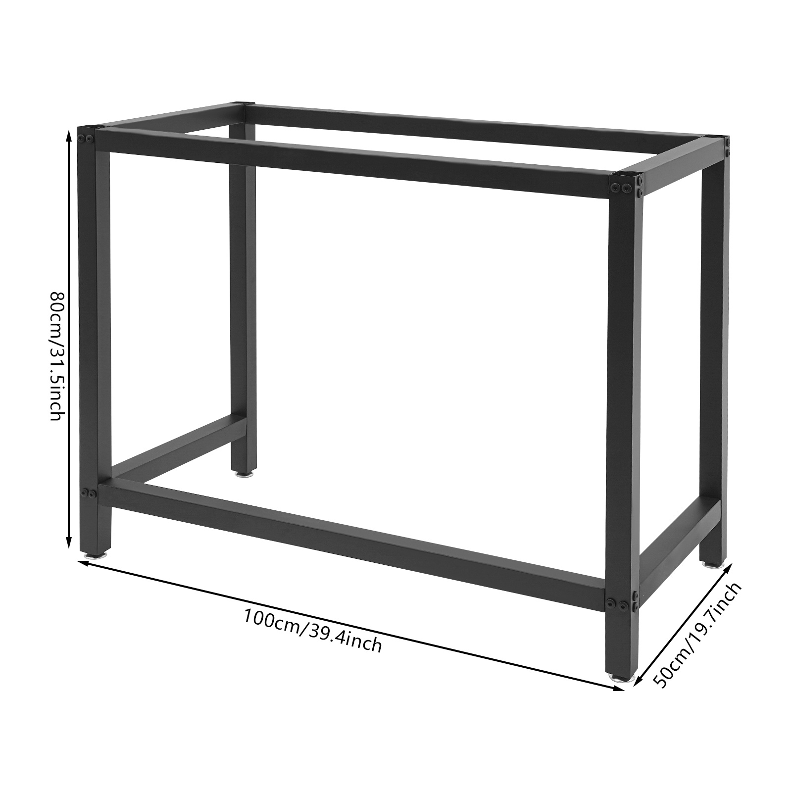 Deinungen Black Steel Workbench Frame, 100*50*80cm/39. 4*19. 7*31. 5in Table Frame, Heavy-duty Workbench Base Frame, Suitable For Table Tops Such As Marble And Glass (only Includes Workbench Rack)