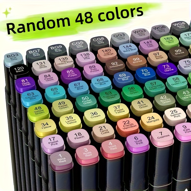 TEMU 48-color Dual-head Marker Set - Vibrant Hues For Permanent Painting, Artistic Creation, And Coloring - Ideal For Professional Artistic Use By