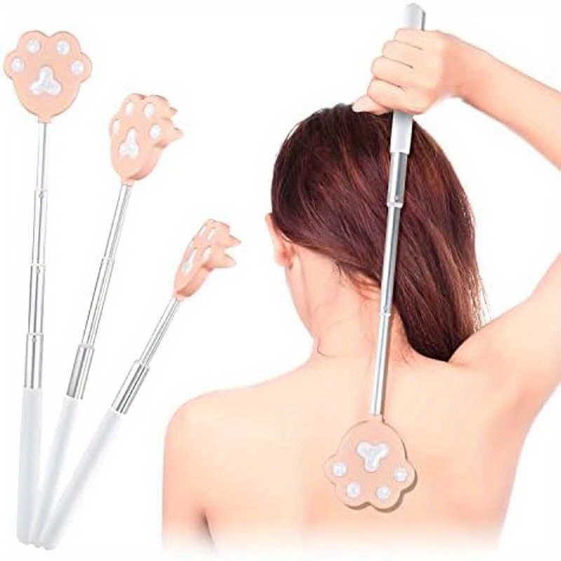   extra long back scratcher with extendable handle (9-27 inches) - heavy-duty telescoping back massager, non-slip grip, pink - for itchy back,  , legs, hard-to-reach areas - ideal gift for adults, elderly,   women - portable back massager with cute cat claw head & sturdy aluminum alloy construction, back scratching tool, unbreakable back scratcher, cat back scratcher Product details 0