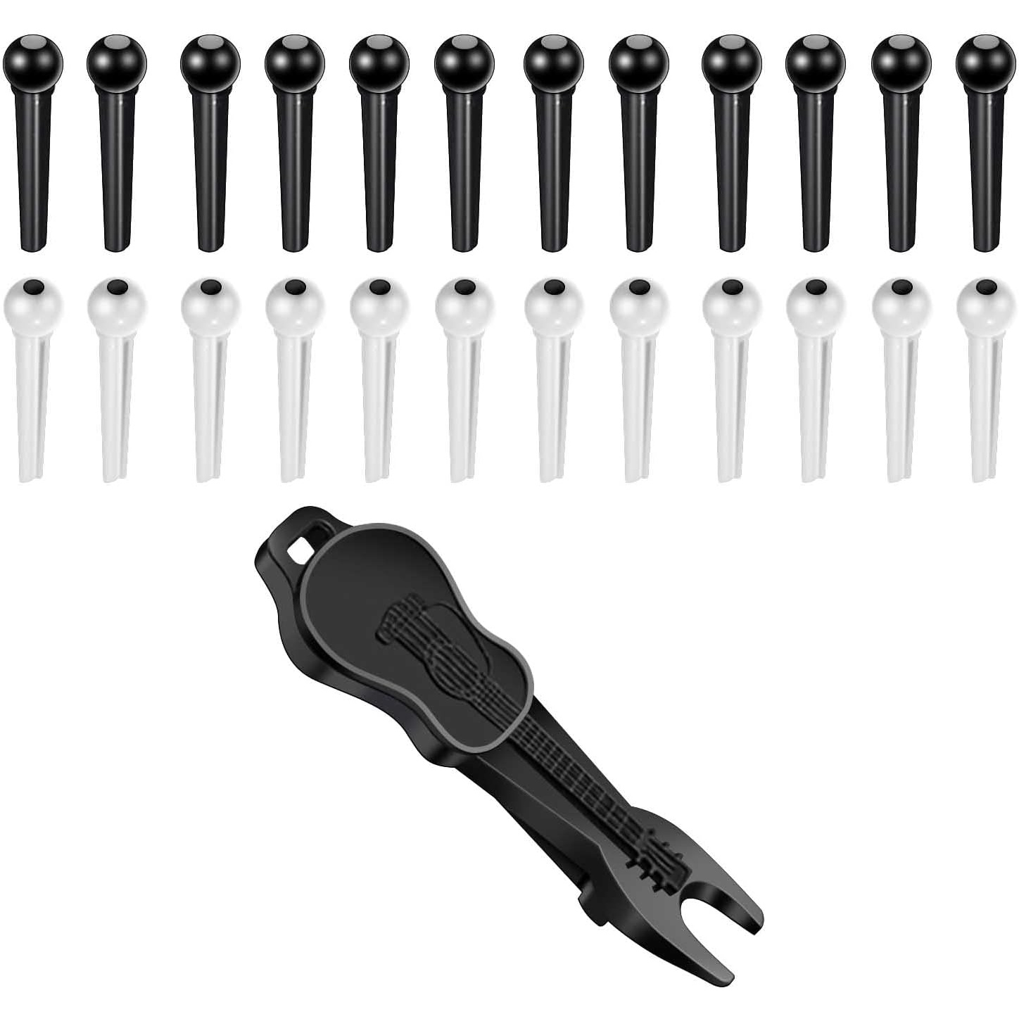 TEMU 24 Guitar Bridge Pins With Pin Remover, Replacement Accessories Suitable For Acoustic Guitars, High-quality And Durable Guitar Parts