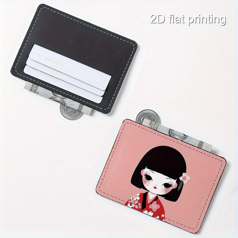 1pc single sided printed pu card holder coin - Temu