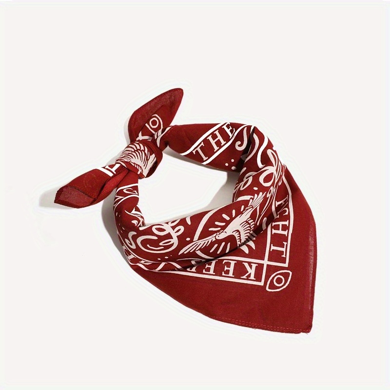 TEMU Vintage Wine Scarf, Japanese Pattern Square Scarf, Men's Neck Scarf, Motorcycle Face Scarf, Hiking Scarf