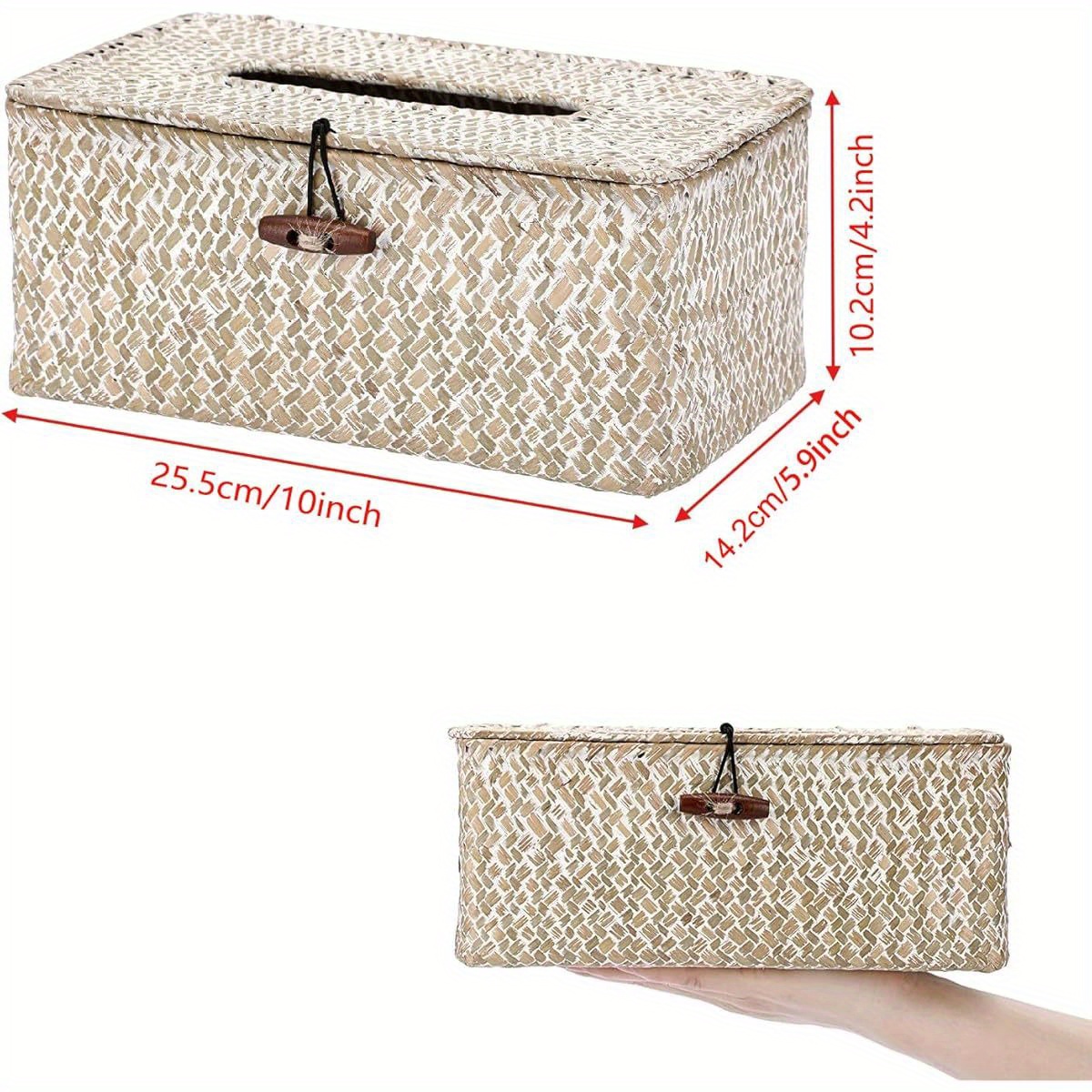 tissue box cover rectangle seagrass tissue box woven tissue box holder with lid farmhouse tissue cover for bathroom toilet living room bedroom kitchen table desk office   Product details 0