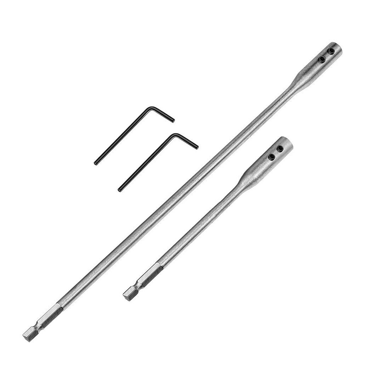 TEMU 2pcs Uk Flat Wood Drill Bit Holder 150/300mm Bar Set 1/4'' Hex Shank New