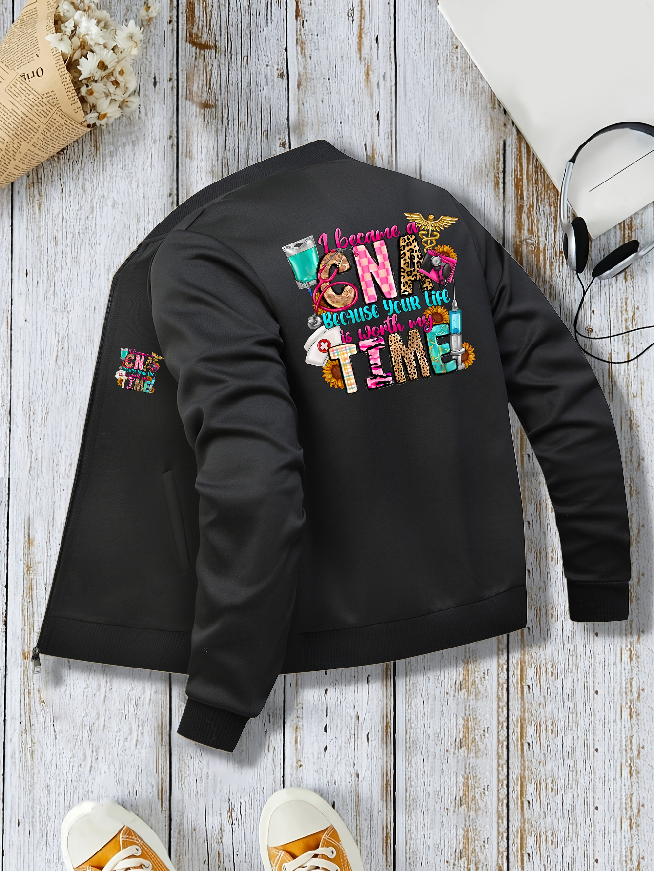 womens casual zip jacket a cna nurse print Temu Mexico