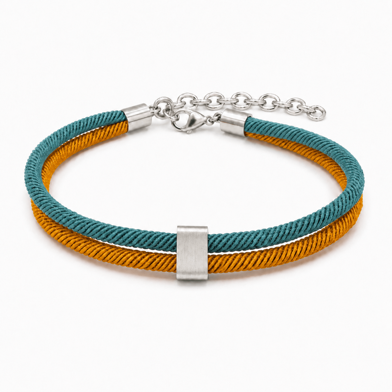 Personalized Engraved Name Bead Bracelet with Double Cord