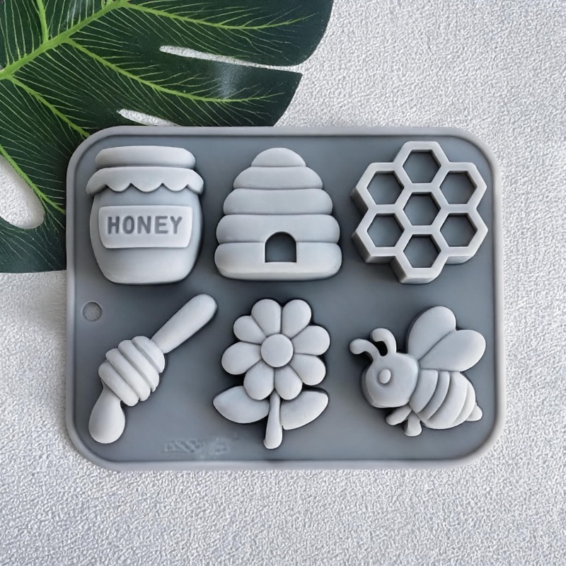 TEMU 6-cavity Honeycomb Honey Silicone Mold, Soap And Candle Making Mold For Resin, Plaster And Crafts, Candle Making Gift, With .97inch Candle Wicks