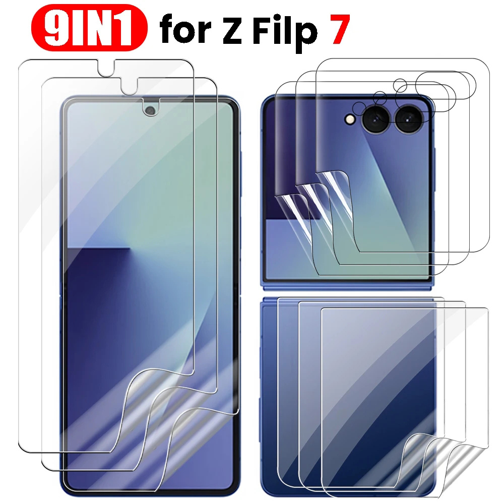 Image of 9in1 Hydrogel Film Screen Protector Compatible With Galaxy Z Flip 7 Fe Full Cover Soft Anti-scratch Protective Film For Zflip7 Fe