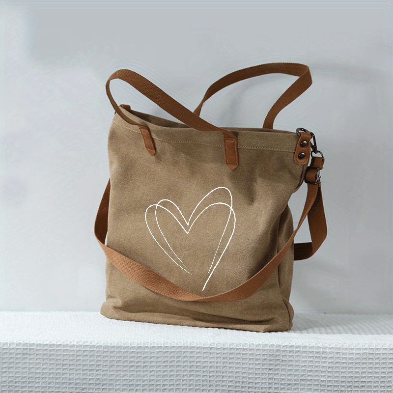 Image of Khaki Crossbody Bag For Women, Perfect For Commuting And As A Tote, Featuring A With : Outline Art For Vibe