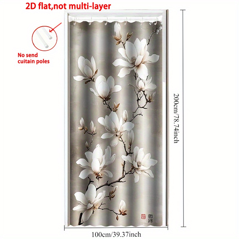 TEMU Rideau de Porte à Impression 2D Plate, Rideau Moderne en Polyester "Les Branches où les Magnolias en Pleine Floraison" - Décoration pour Salon,