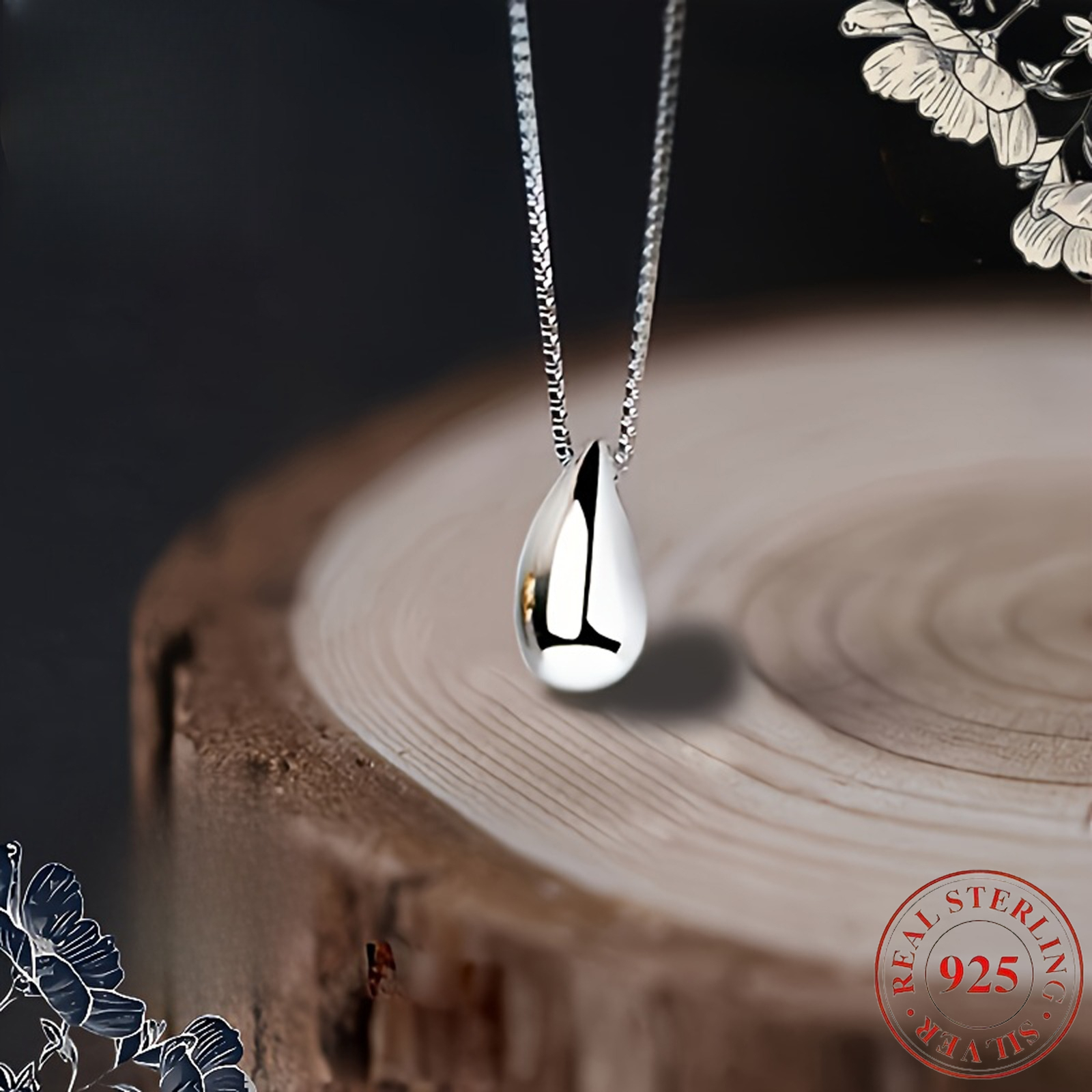 TEMU 925 Sterling Silver Teardrop Women's Necklace, Perfect For Daily Wear And Party Occasions, Ideal Gift For Christmas And Valentine's Day