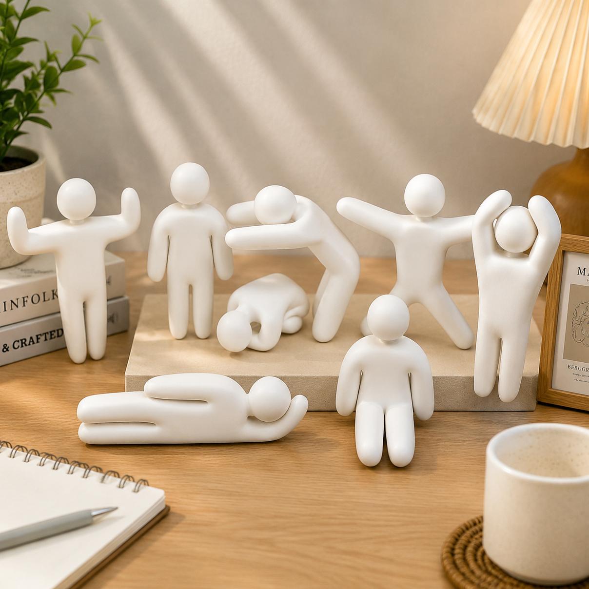 TEMU 8pcs, Ensemble de personnages de jeu de Super créatif (Total 8pcs), Affichant des poses de mèmes internet " " et s'étirant et enlaçant les
