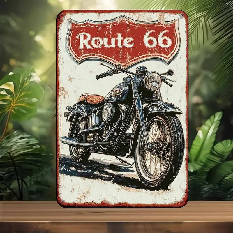 TEMU 2d Flat, [2d Flat] 1pc Vintage Motorcycle Wall Sign - Retro Decor Suitable For Home, Bar, Cafe, Patio - Wood Plaque With Iconic - No Power