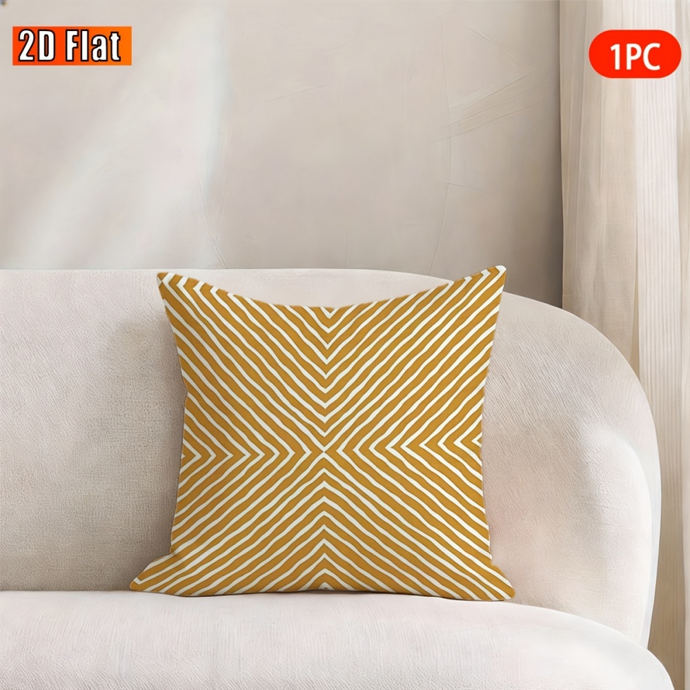 TEMU de almohada 2D - 1 pieza, base 2D, diseño geométrico con líneas en V, múltiples tamaños, impresión a una cara, sin relleno, ideal para ,