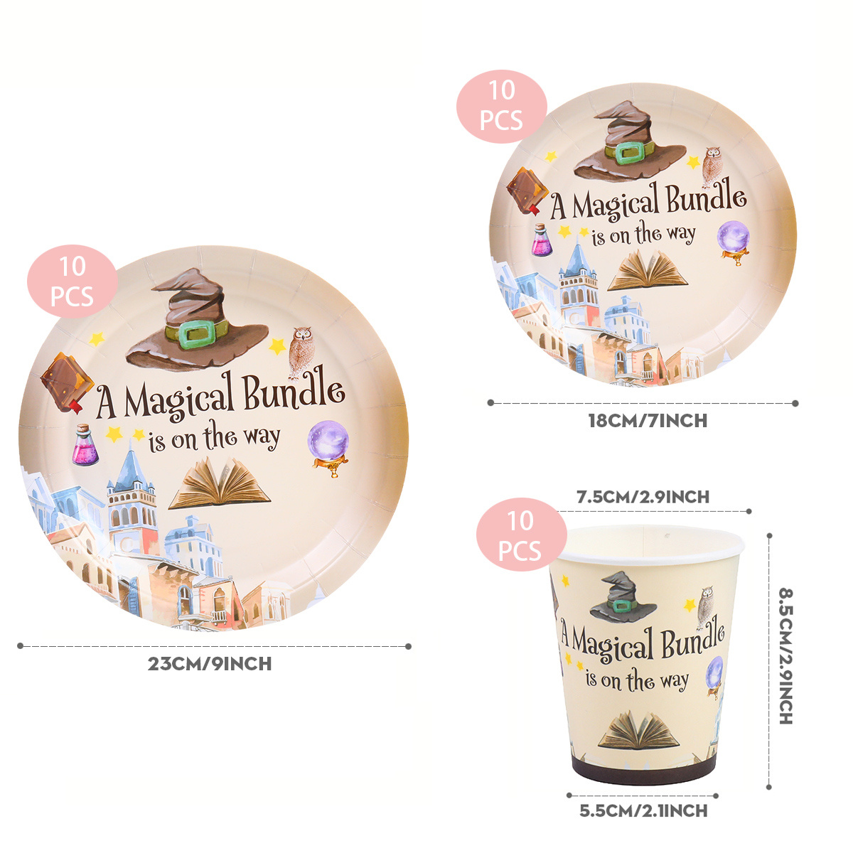 Image of 30pcs Disposable Tableware Set, Pattern Paper Plates And Cups, Suitable For 10 Guests, Ideal For , Parties, , Weddings, Barbecues, Picnics, And Daily Use I Halloween I Navidad