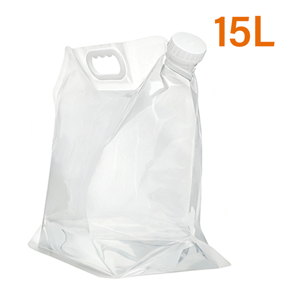 TEMU 5l/10l/15l, Outdoor Foldable Water Storage Containers With Screw-on Lids; Portable Transparent Water Bags, Suitable For Camping, Travel, The