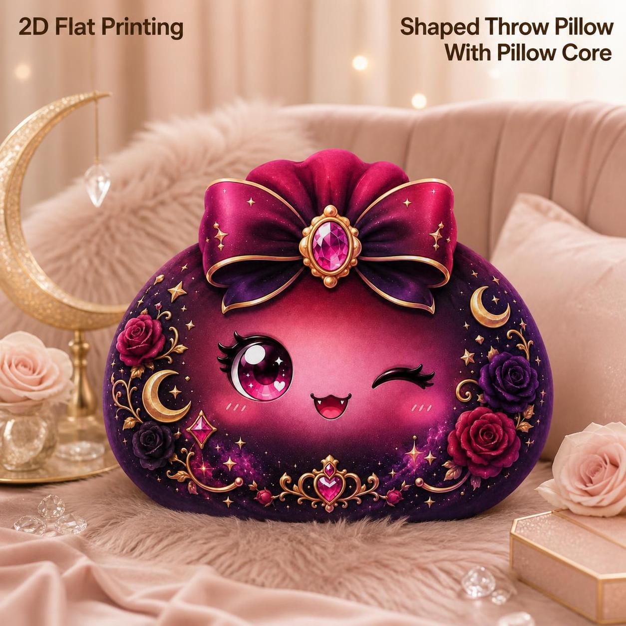 TEMU Vampire Princess Cute Dumpling Halloween 2d Flat Printing Shaped Stuffed Throw Pillow, Sofa Bedroom Living Room Decor For Office And Car, Throw