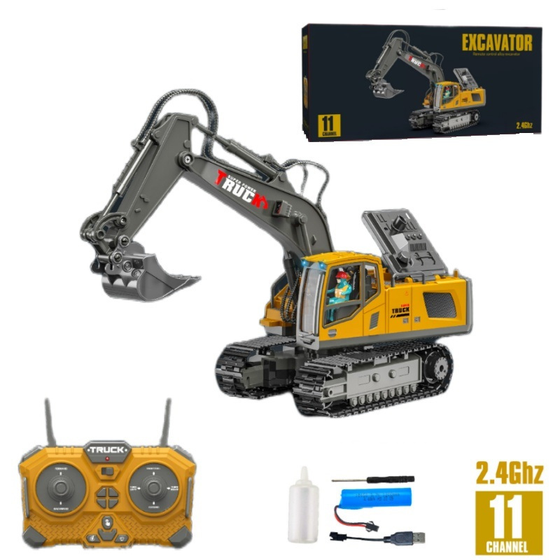 Excavadora Teledirigida Con Rotación De 680°, Pala Metálica, Sonido Y Luces – 2.4 GHz Recargable – Para Niños De 3 A 12 Años