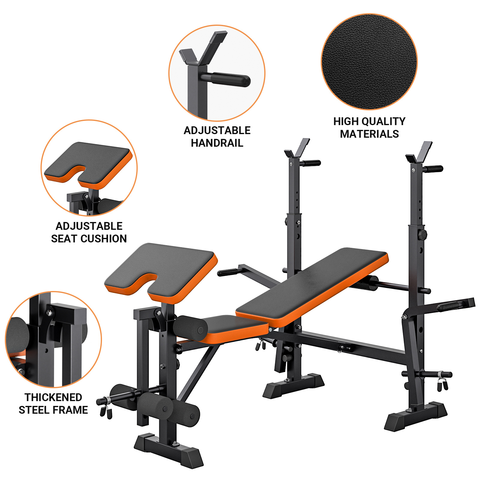 conjunto de de peso 6 com suporte para agachamento, de treino ajustável com desenvolvedor de e suporte para flexão de bíceps, treino de para ginásio doméstico detalhes 3