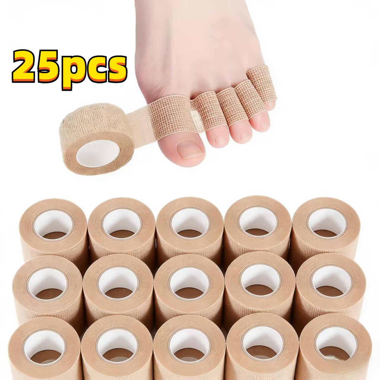25pcs, Multi-functional Finger/toe Tape, Durable , Writing Finger Protector Bandage Tape, Self-adhesive Toe Protectors, Prevents Chafing, Ideal For Writing, Office Work, Sports, Running, Walking, A