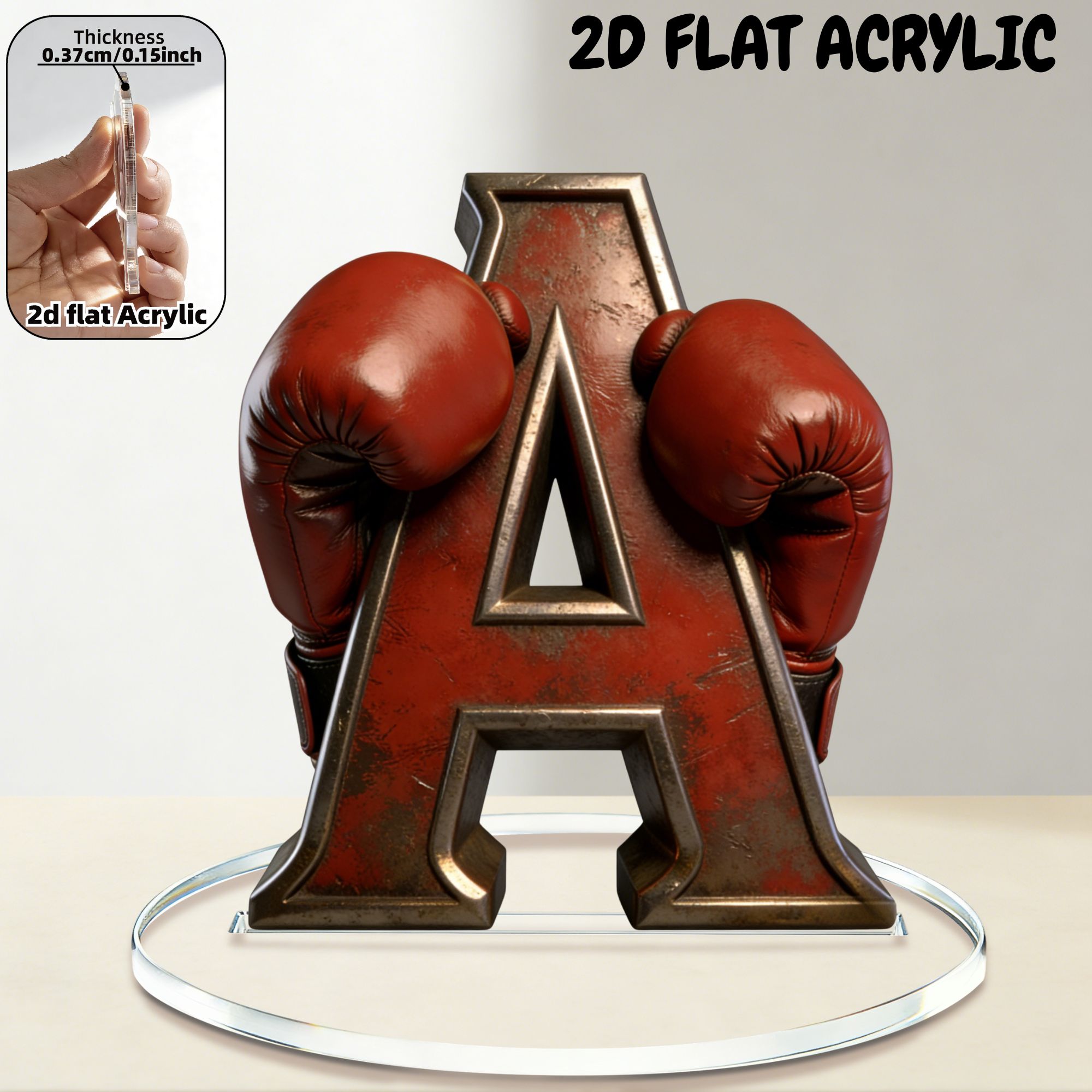TEMU 2d Flat Acrylic Desktop Standee Boxing Glove Letter Spar Vibe Theme Trendy Aesthetic Viral Gym Decor Lightweight Tabletop Ornament For Boxing