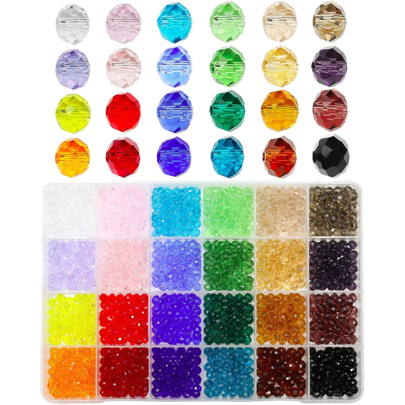 TEMU 1210/2400pcs 4/6mm Mixed Color Glass Beads Loose Beads Inlaid Glass Beads For Jewelry Set Production