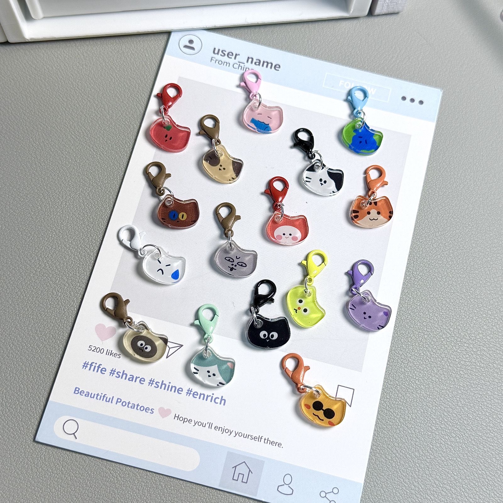 TEMU [2d Flat] [2d Flat] 8pcs Cute Acrylic 2d Cat Keychain Bag Pendant Phone Charm Key Chain Birthday Gift Ornament Easy, Suitable For Backpacks,