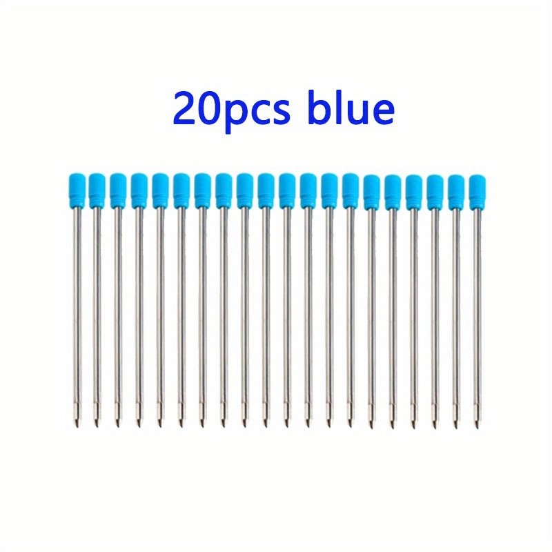 TEMU 20pcs/lot 0.7mm Metal Liquid Ink Pen Refill For Ballpoint Liquid Ink Pen Rod Cartridge Blue Refils Rod 7cm Writing Office Stationery Additions (