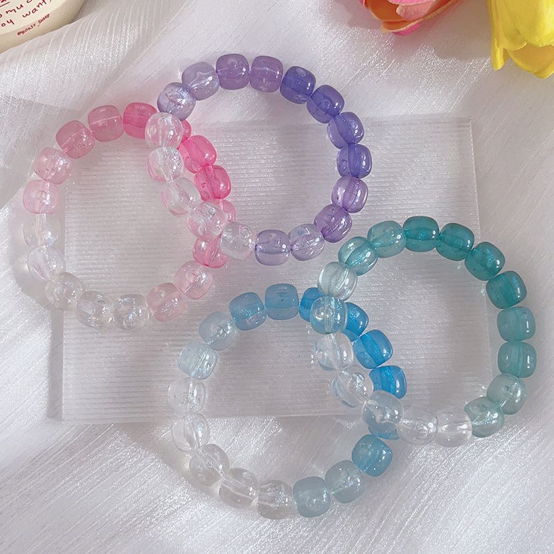 TEMU 4pcs -the-dark Bead Bracelets, Starry Night Luminous Gradient Colors Women's Gift For Best Friend, Round Bead Bracelet, Student Friendship