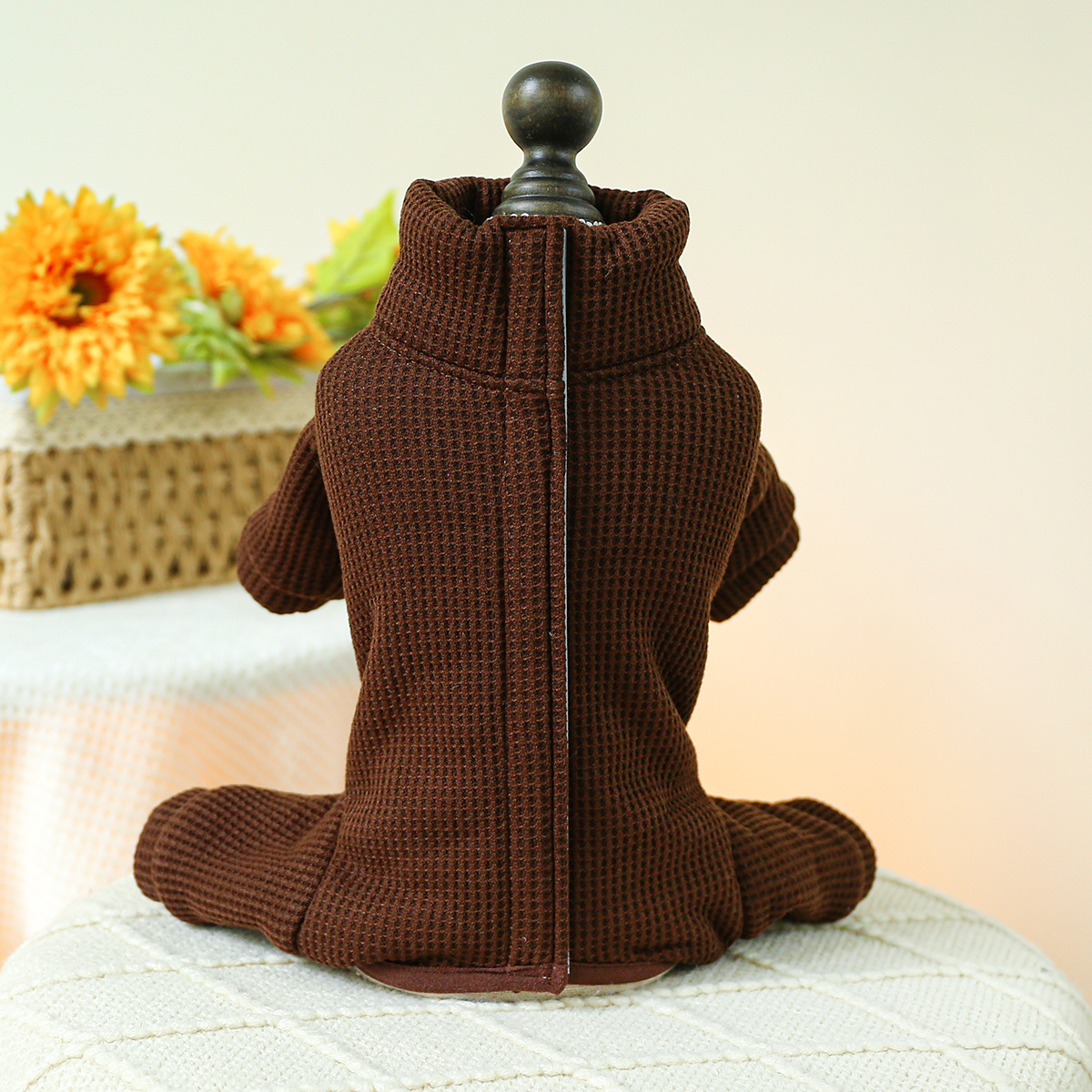 TEMU Autumn Winter Thickened Bag Four-legged Suit For Yorkshire Pomeranian Warm Stomach Dress Small Dog Cold Protection Home Sleepwear