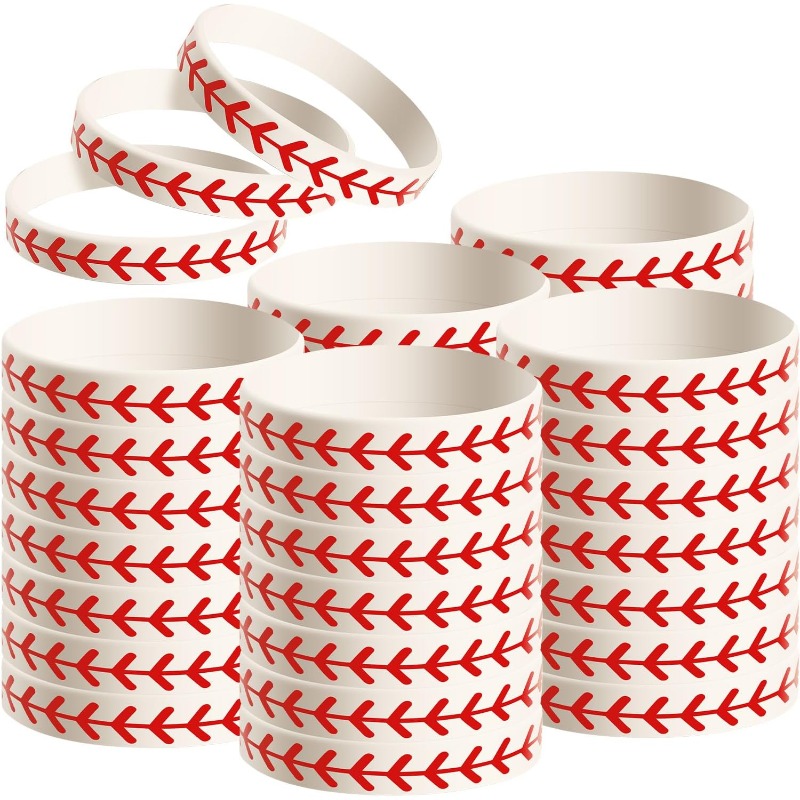 TEMU Lot de 24 bracelets de baseball en , fête de baseball, bracelets de softball, durables, alimentation requise, bracelets de sport, cadeaux pour