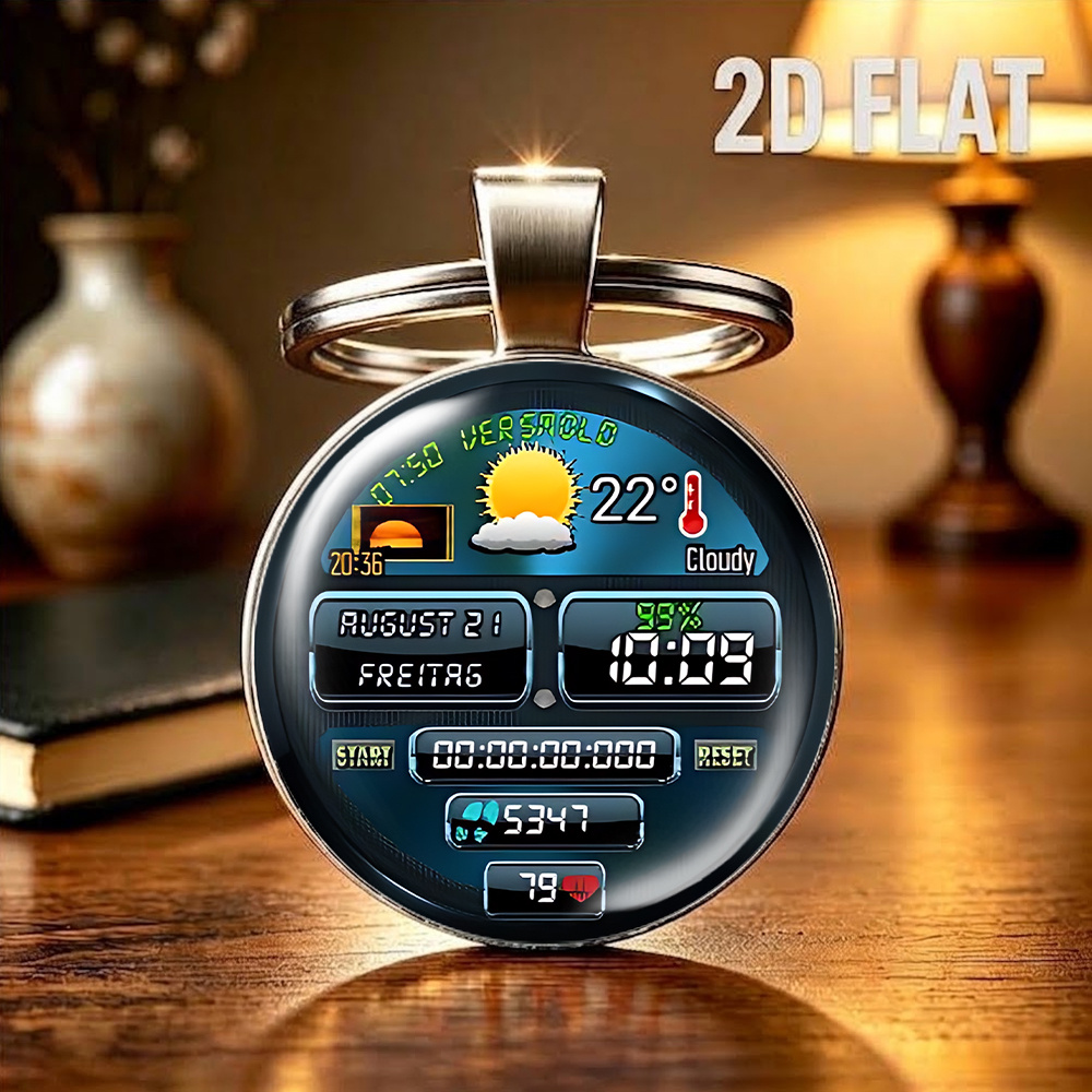 TEMU Cadeau de Noël, [2D PLAT] Porte-clés avec météo - Porte-clés tendance, Anneau de clé, Pendentif, Ornement personnalisé, Rétro , Cadeau