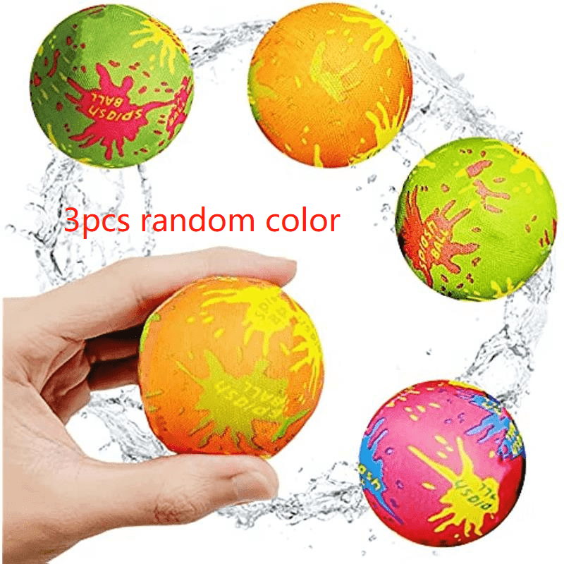 TEMU 3pcs Random Color Reusable Water Splash Balls- 1.9" Absorbent Soaker Balloons For , Perfect For Summer Beach& Pool Parties, Outdoor Fun For