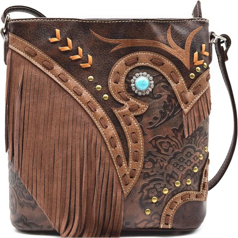 TEMU Western Cowgirl Fashion Style Fringe Crossbody Handbags Women Purse Country Everyday Shoulder Bag