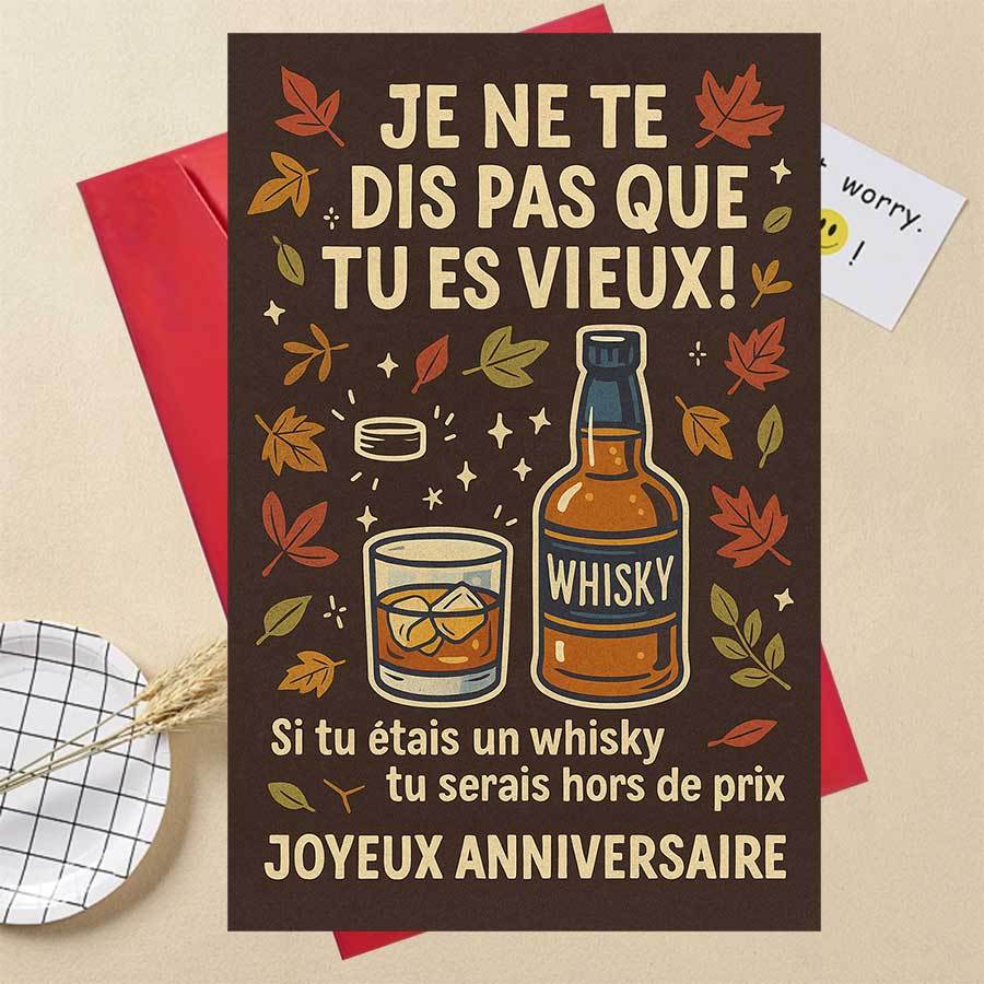 TEMU 1 carte d'anniversaire Whisky , style vintage, cadeau amusant pour amis et famille, parfait pour les anniversaires et les de