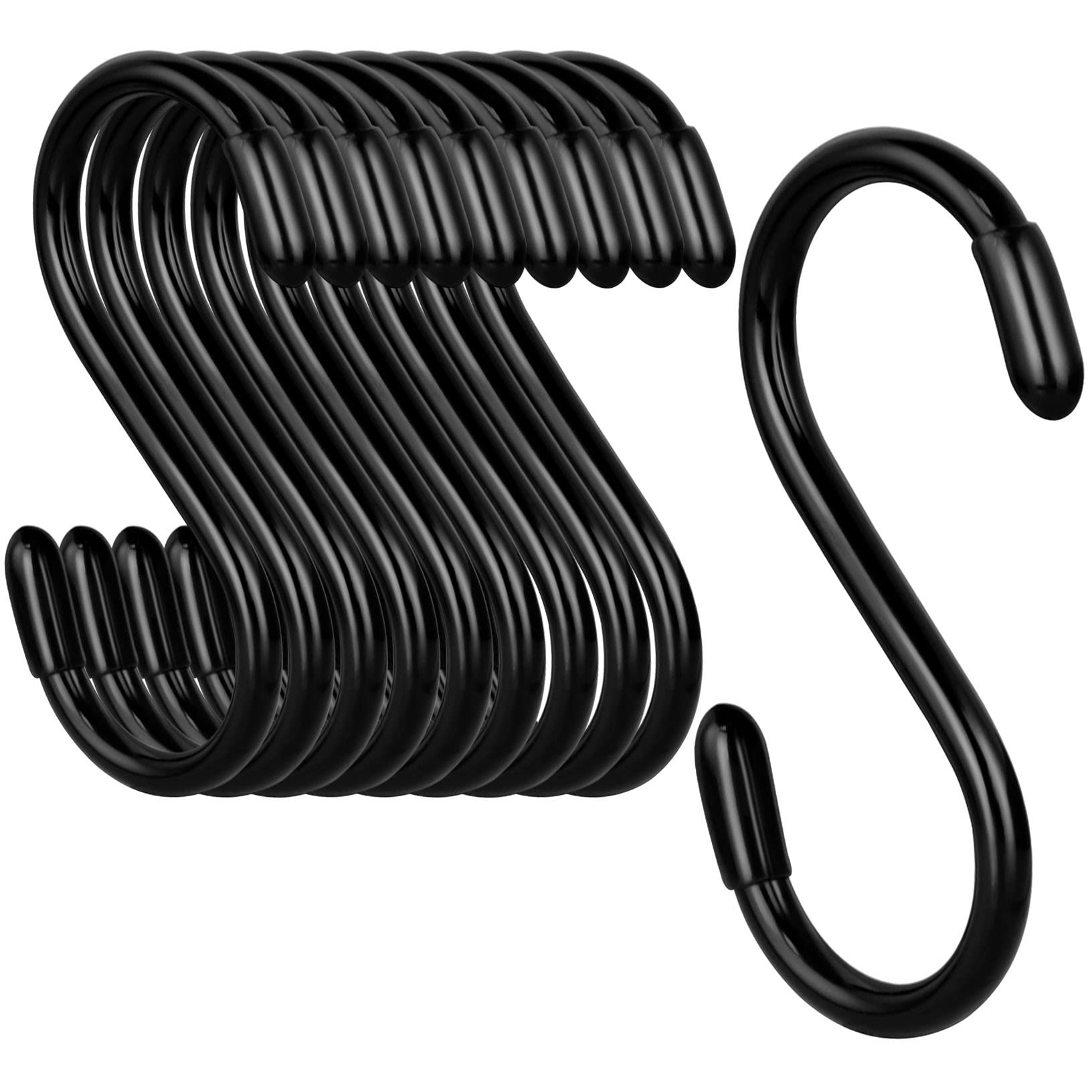 TEMU 10pcs/10 Pack Heavy Duty Non-slip Vinyl & Coated S Hooks Suitable For Hanging Plants, Towels, Jeans, Jewelry, Pots - Hooks For Closet, Ceiling,