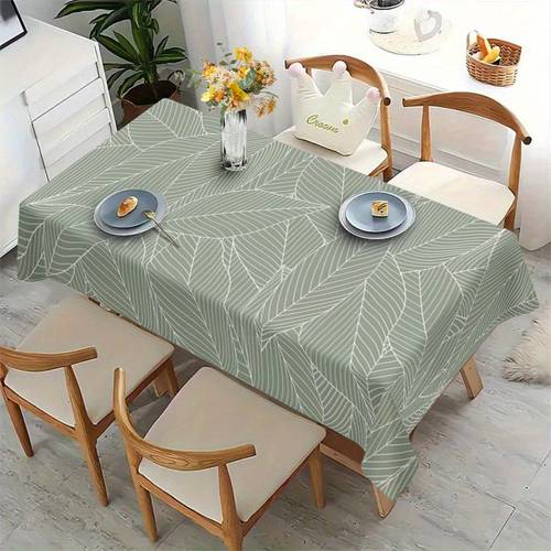 tablecloth 1pc this green rectangular tablecloth features a pattern and of stylish and elegant wedding decorations summer decoration garden decor for outside outdoor decor perfect for decorating dining tables