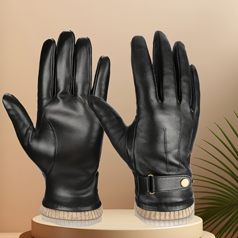Gants d'hiver pour hommes avec écran tactile - Conception intégrale en peau de mouton douce avec dragonne réglable, gants marrons pour temps froid, un cadeau élégant idéal pour papa ou mari, gants en cuir à la mode | Conception durable, cadeau de Noël et du Nouvel An.